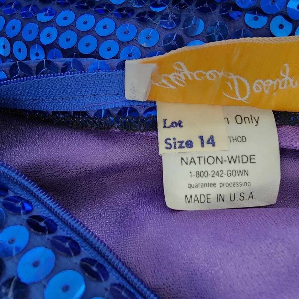 Vintage Alyce Designs Blue Sequin Puff Sleeve Dress - Picture 5 of 5